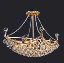  V9800D24G/RC - Corona 6 Light Gold Chandelier Clear Royal Cut Crystal