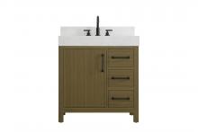  VF60632MCB-BS - 32 inch Single Bathroom Vanity In Chestnut Brown with backsplash