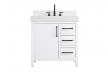  VF60632WH-BS - 32 inch Single Bathroom Vanity In White with backsplash