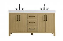  VF60660DMHB - 60 inch Double Bathroom Vanity In Honey Brown