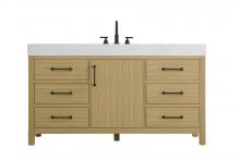  VF60660MHB - 60 inch Single Bathroom Vanity In Honey Brown