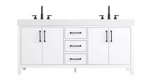  VF60672DWH - 72 inch Double Bathroom Vanity In White