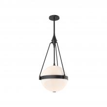  PD406414MBGO - Harmony 14-in Matte Black/Glossy Opal Glass 3 Lights Pendant