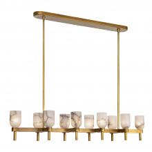  LP338052VBAR - Lucian 52-in Vintage Brass/Alabaster 10 Lights Linear Pendant