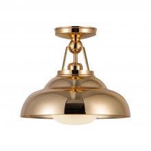  SF344012PBGO - Palmetto 12-in Polished Brass/Glossy Opal 1 Light Semi Flush Mount