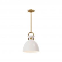  PD411811AGGO - Waldo 11-in Aged Gold/Glossy Opal Glass 1 Light Pendant