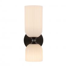  WV442612MBGR - Nelly 12-in Matte Black/Glossy Ribbed Opal Glass Socket Wall/Vanity Light