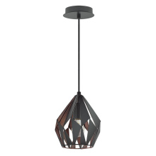 Eglo 202034A - 1 LT Pendant w/ Black Finish & Black w/ Copper Interior Geometric Metal Shade