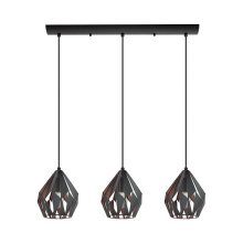 Eglo 202036A - 3 LT Linear Pendant w/ Black Finish & Black & Copper Shade