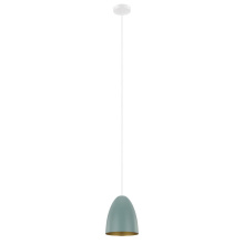 Eglo 204083A - 1 LT Mini Pendant w/ White Finish & Green & Gold Shade