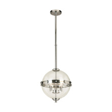 Eglo 204701A - 3 LT Pendant w/ Chrome Finish & Clear Shere Shaped Glass Shade