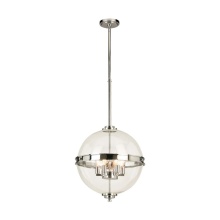 Eglo 204702A - 6 LT Pendant w/ Chrome Finish & Clear Sphere Shaped Glass Shade