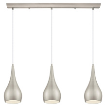 Eglo 92077A - 3 LT Linear Pendant w/ Matte Nickel Finish & Matte Nickel w/ White Interior Metal Shade