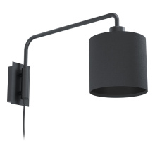Eglo 99348A - 1 LT Wall Light w/ Black Finish & Black Fabric Shade