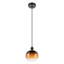 Eglo 99614A - 1 LT Pendant w/Black Finish & Vaporized Amber Glass Shade