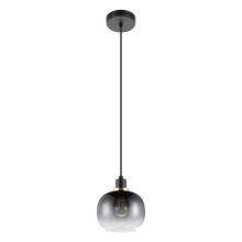 Eglo 99616A - 1 LT Pendant w/ Black Finish & Vaporized Black Glass Shade