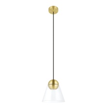 Eglo 99628A - 1 LT Mini Pendant w/ a Brushed Brass Finish & Clear Cone Glass Shade